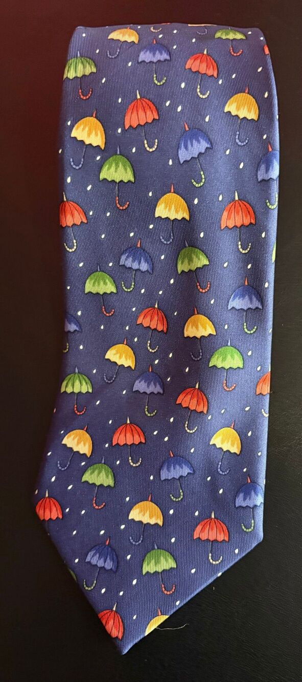 Hermes umbrella print silk tie